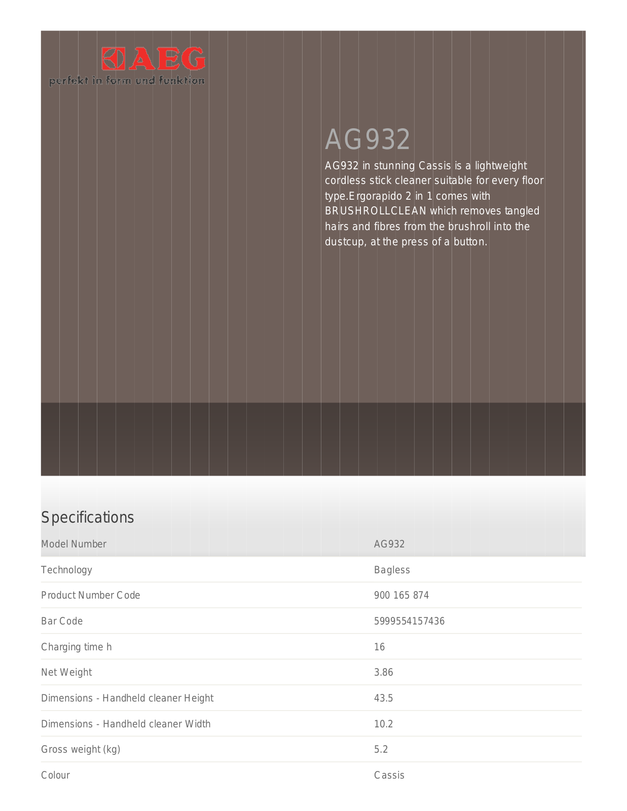 AEG AG943 User Manual
