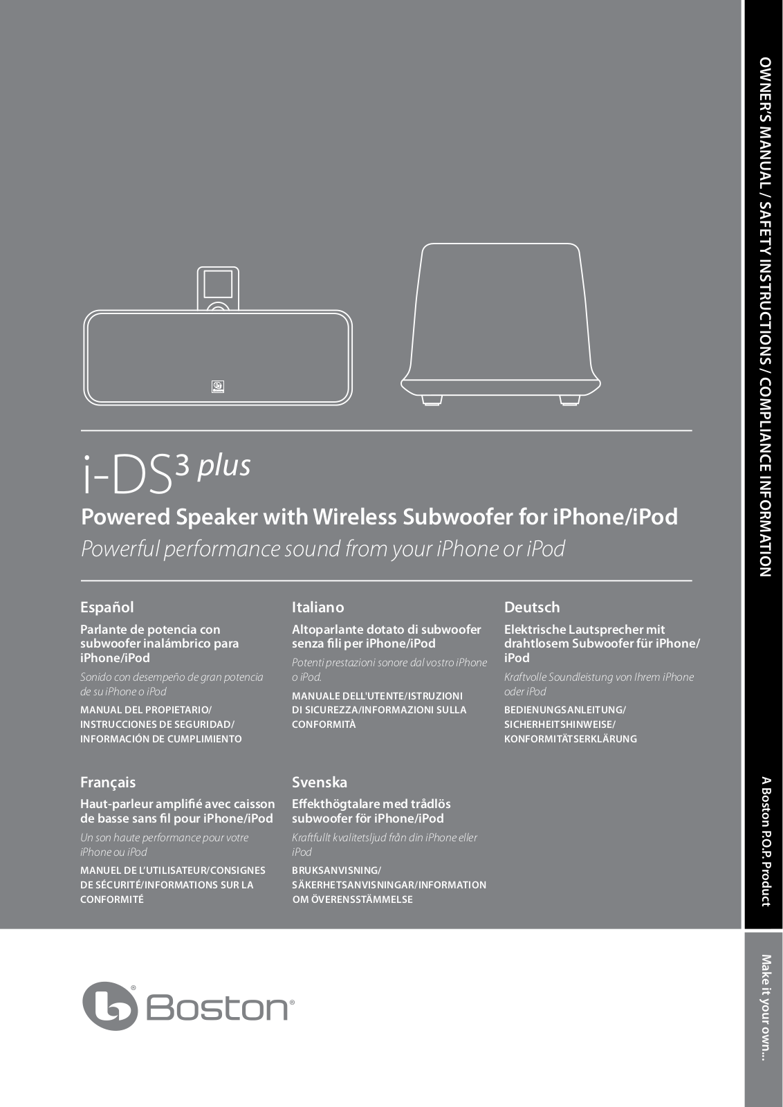 Boston acoustics I-DS3 PLUS User Manual