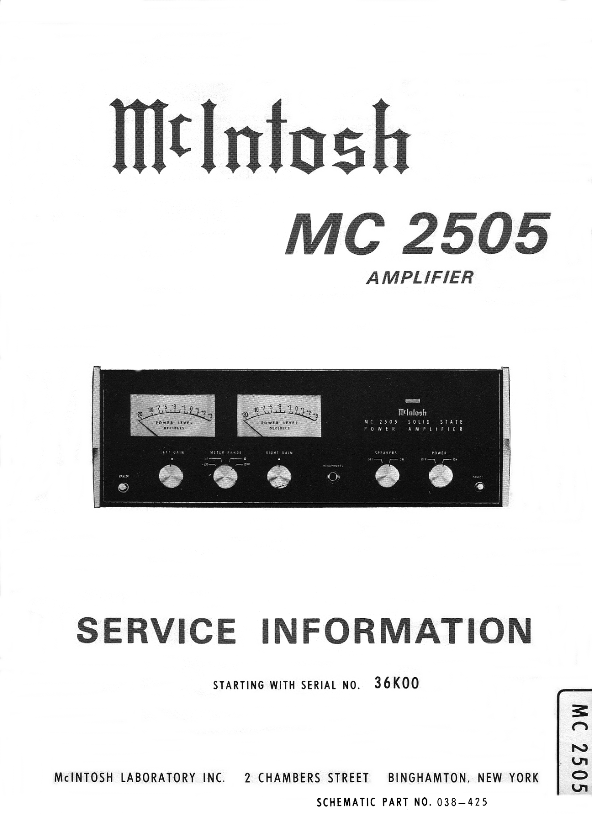 McIntosh MC-2505 Service manual