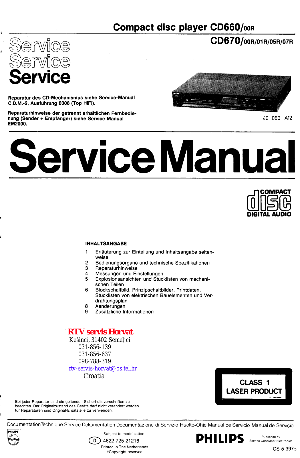Philips CD-670 Service manual