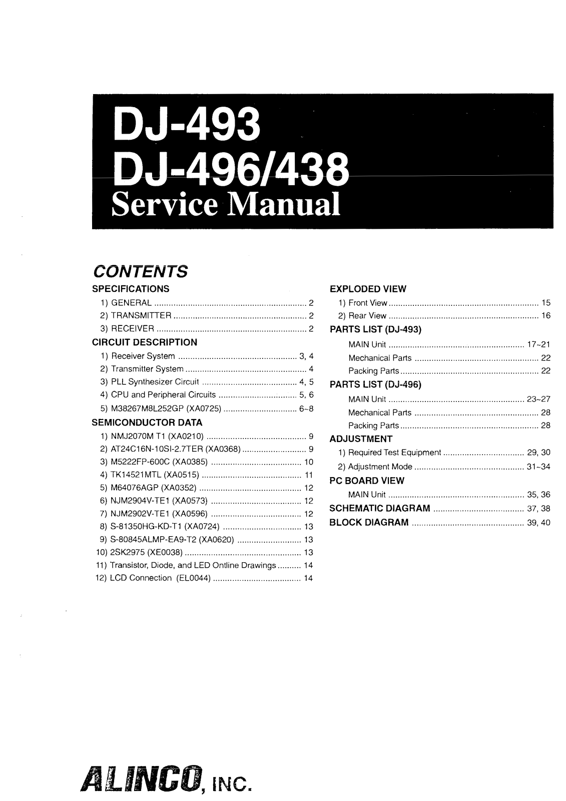 Alinco dj493 496 438 Service Manual