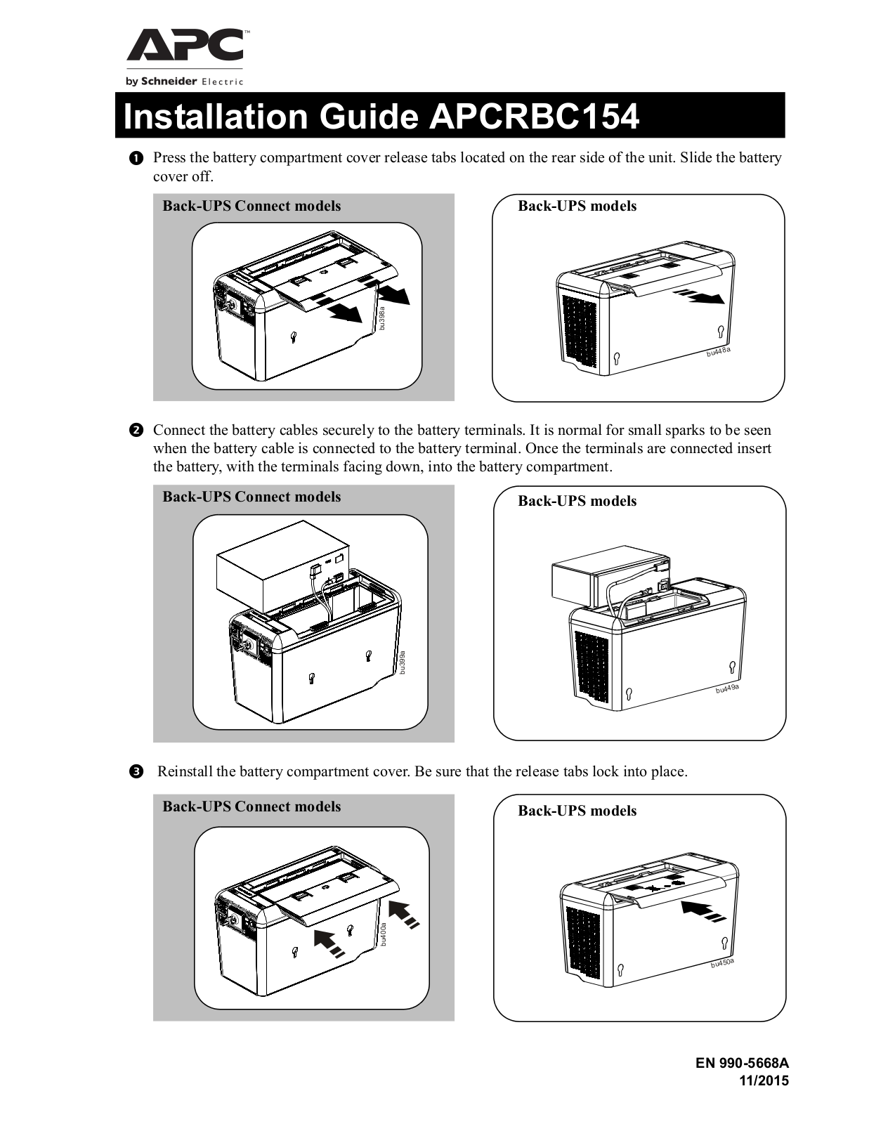 Schneider Electric APCRBC154 Installation Guide