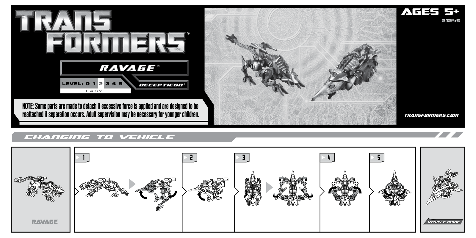 HASBRO Transformers Ravage User Manual