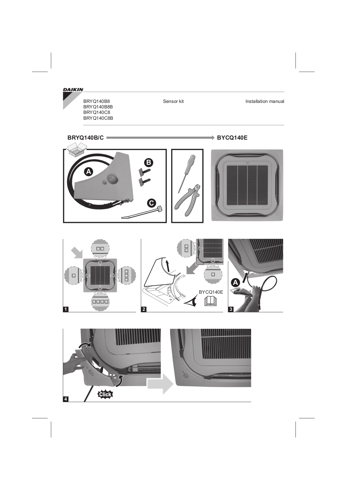 Daikin BRYQ140B8, BRYQ140B8B, BRYQ140C8, BRYQ140C8B Installation manuals