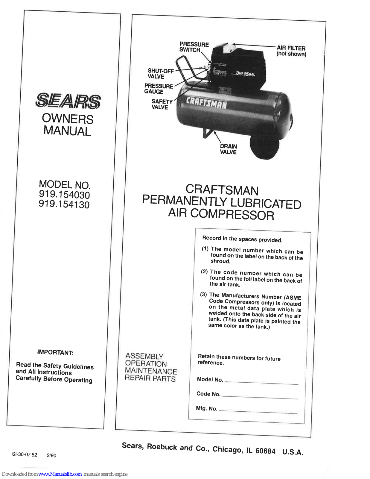 Sears Craftsman 919.154030,Craftsman 919.154.130 Owner's Manual