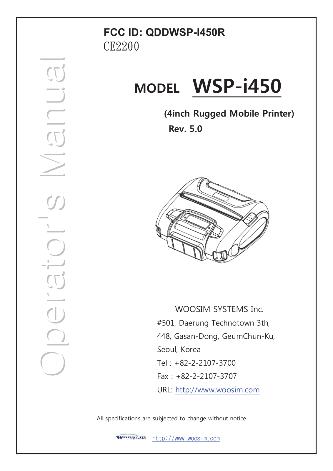 Woosim System WSP I450R User Manual