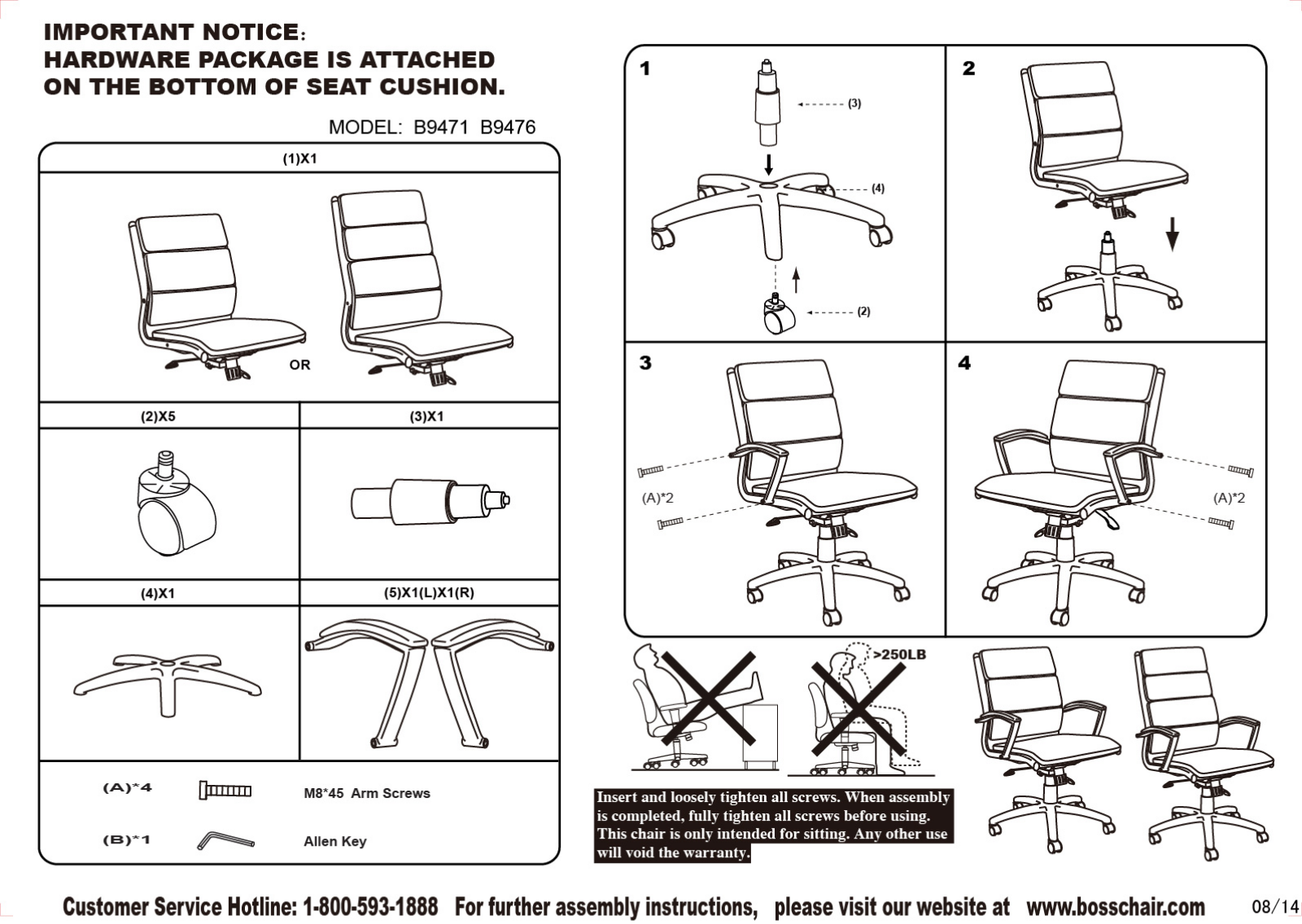 Boss B9471WT, B9476WT Assembly Guide