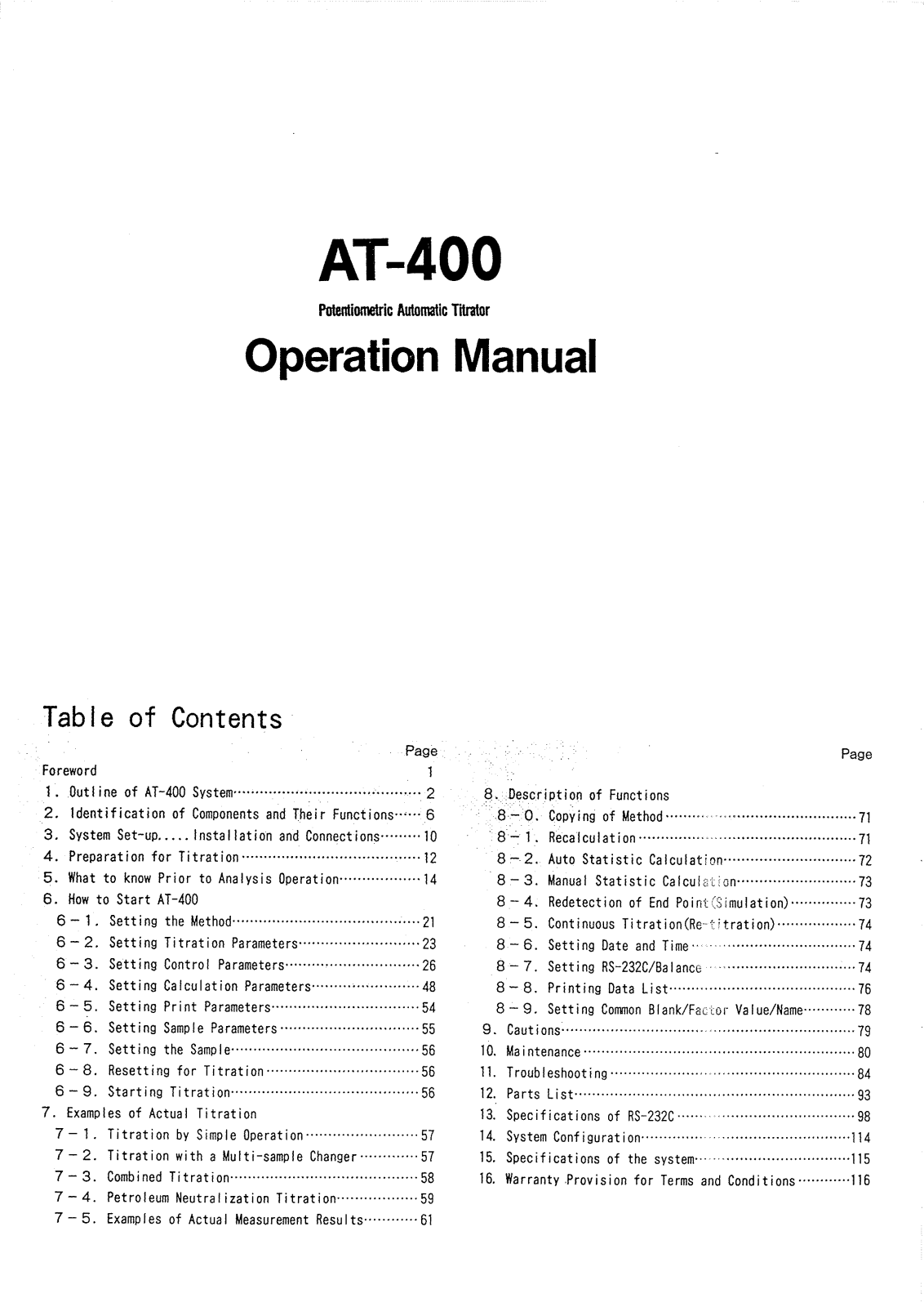 KEM AT-400 Operation Manual