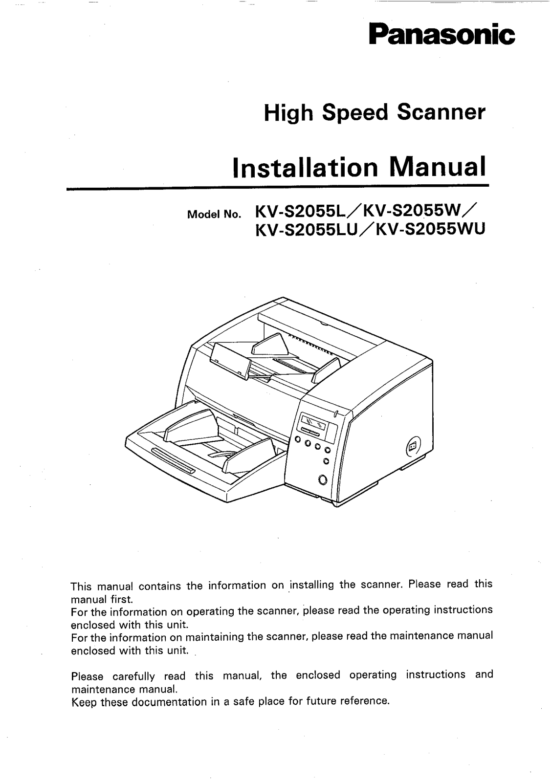 Panasonic kw-s2055 Operation Manual