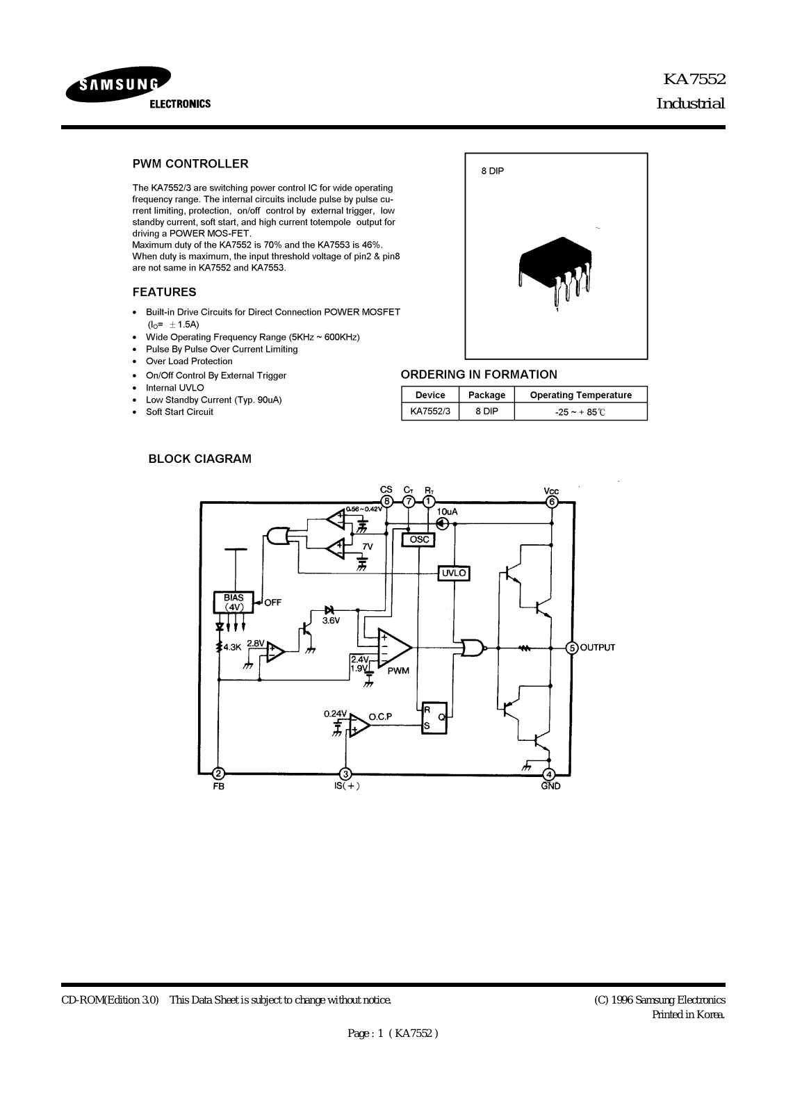 Samsung KA7553, KA7552 Datasheet