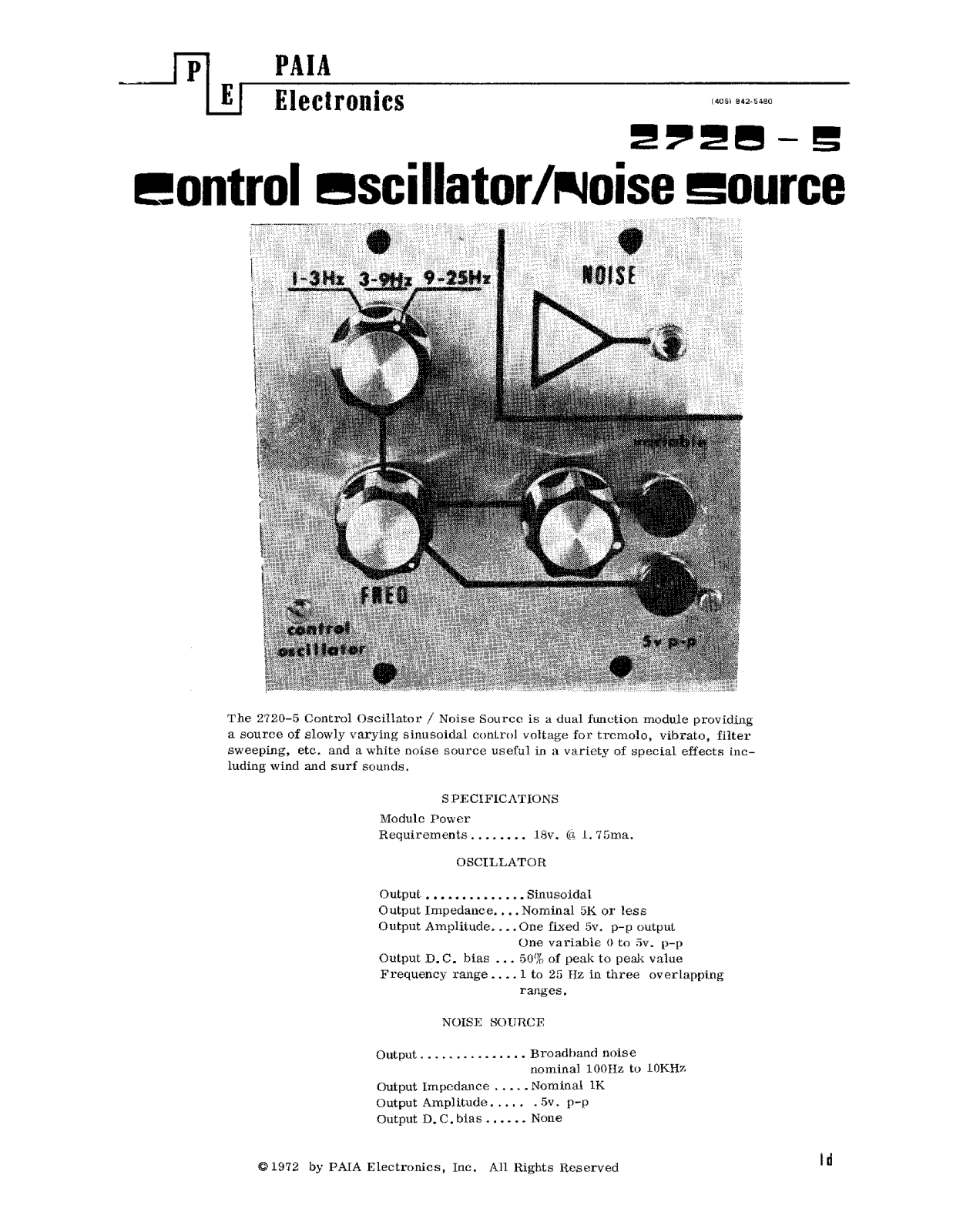 PAiA Electronics 2720-5 User's Manual