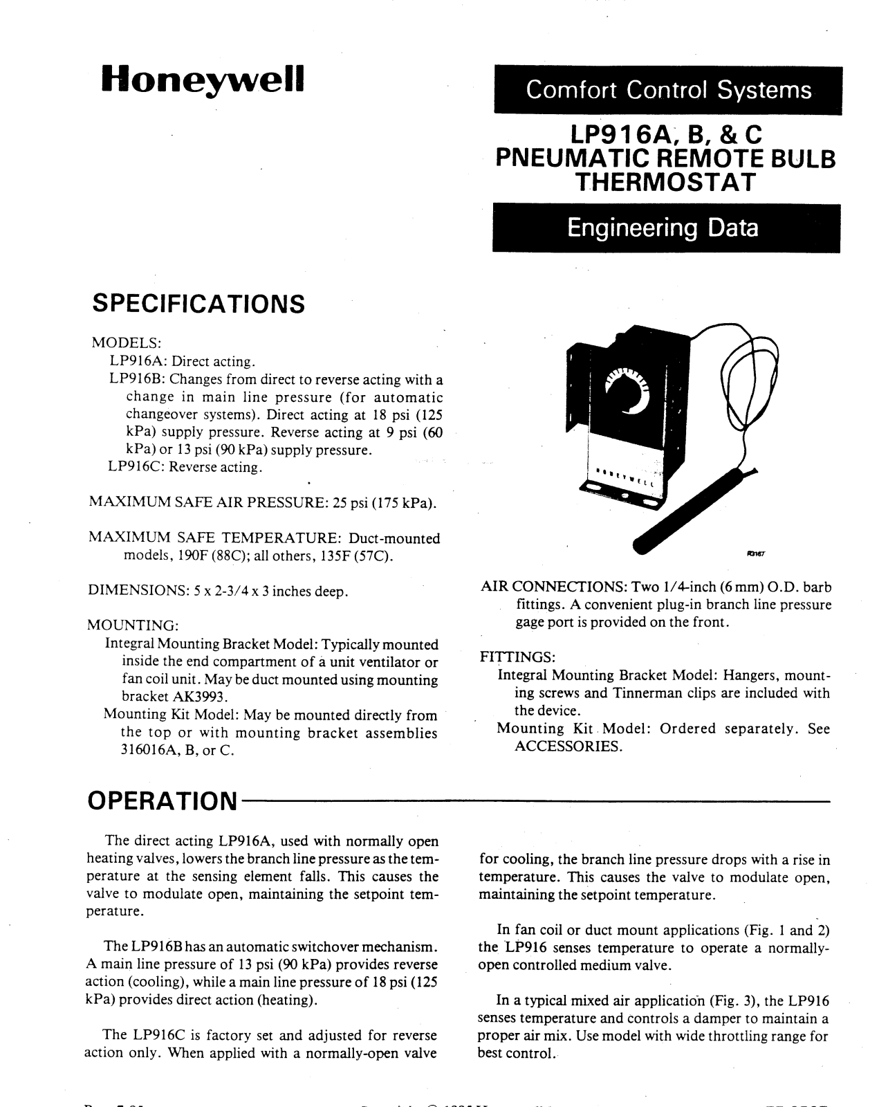 Honeywell LP916C, LP916B, LP916A User Manual