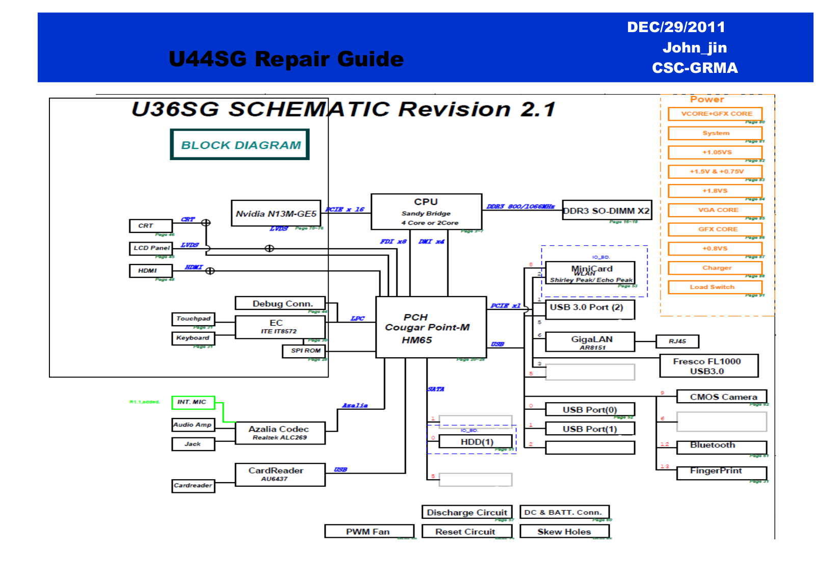 Asus U44SG Schematics