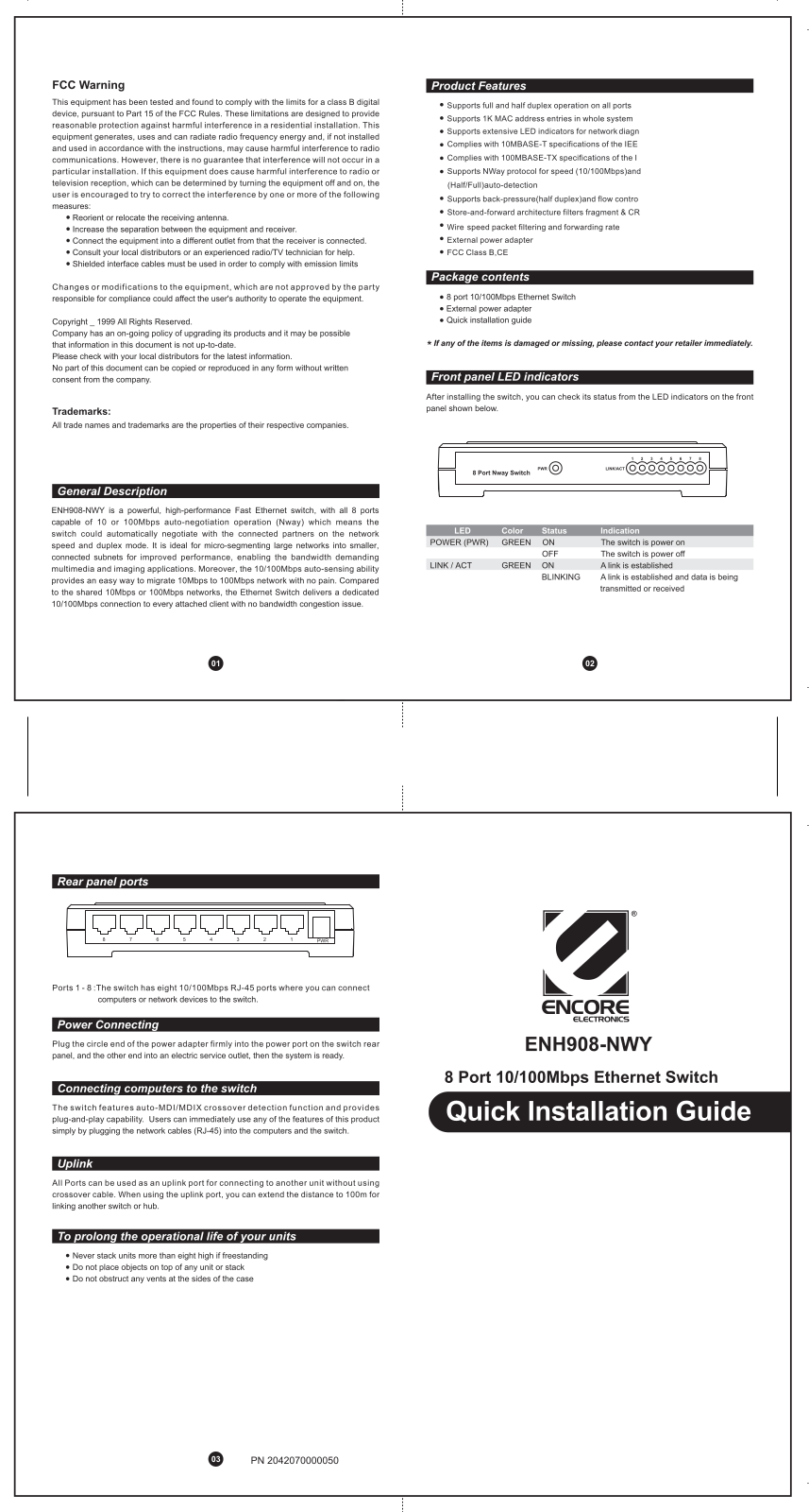 Encore ENH908-NWY User Manual