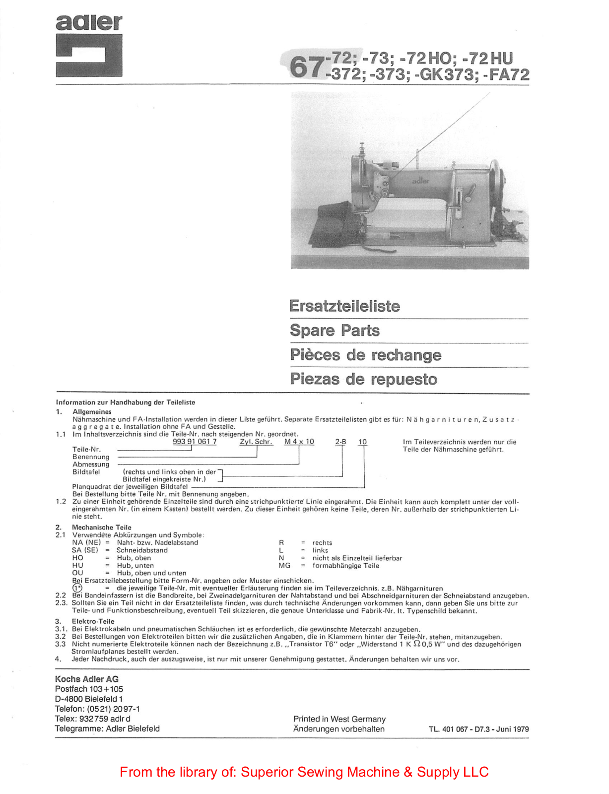 Adler 67-72, 67-73, 67-372, 67-72HO, 67-72HU User Manual - ManualMachine.com