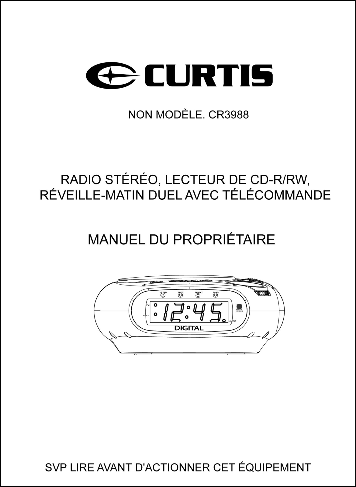 Curtis CR3988 User manual