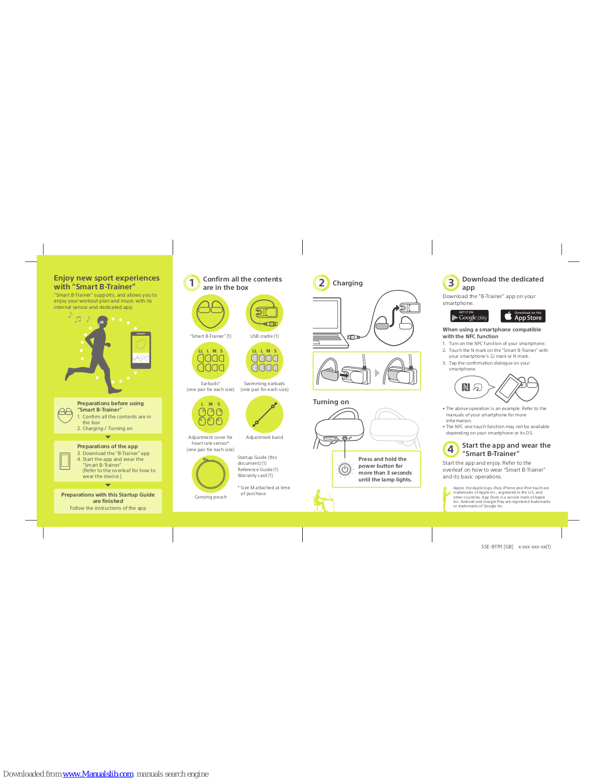 Sony Smart B-Trainer, SSE-BTR Startup Manual