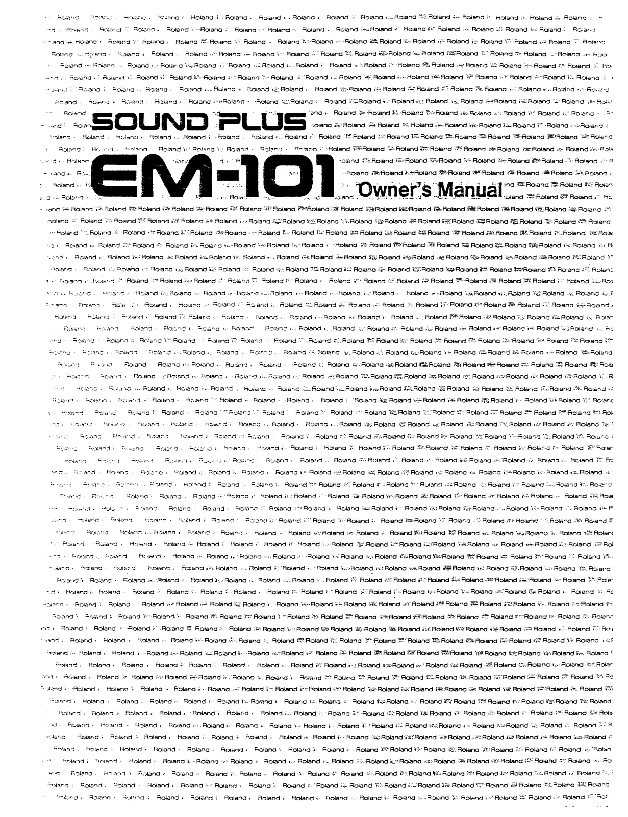 Roland EM 101 Service Manual