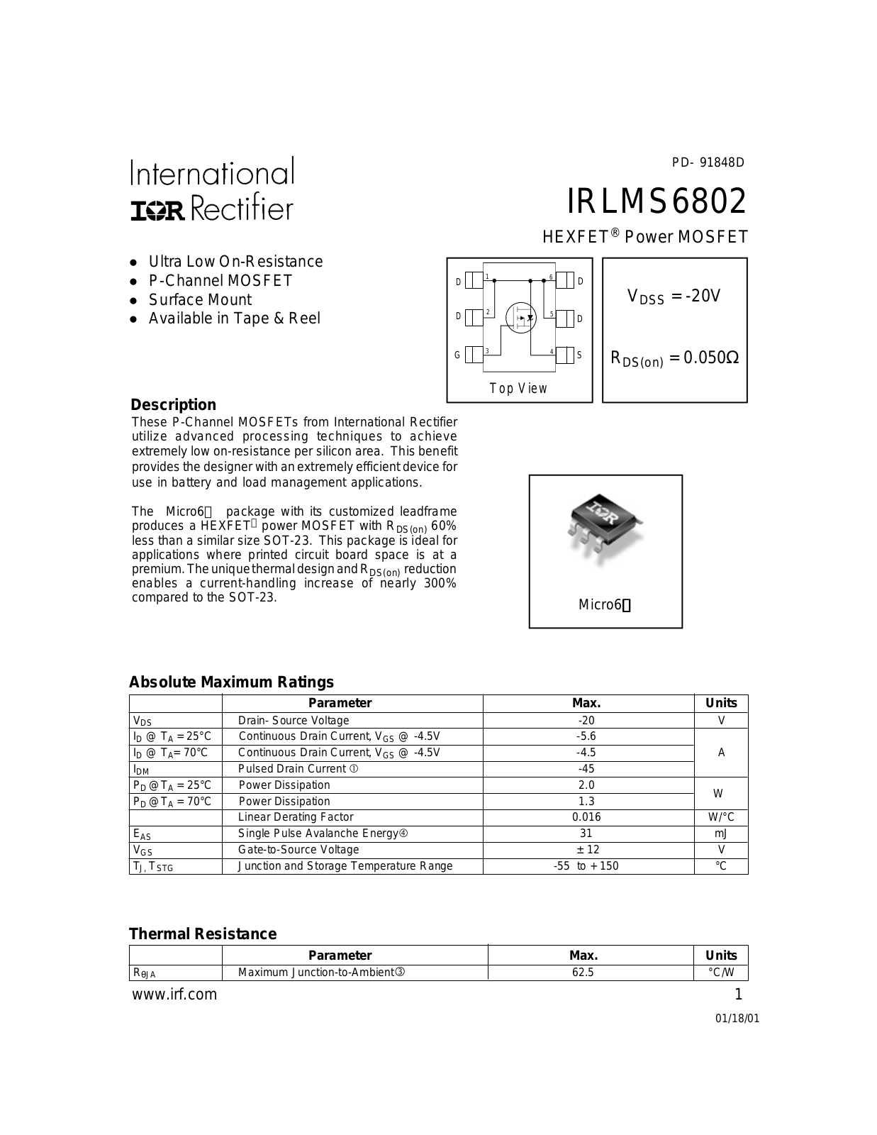 Datasheet irlms6802 Datasheet - ManualMachine.com
