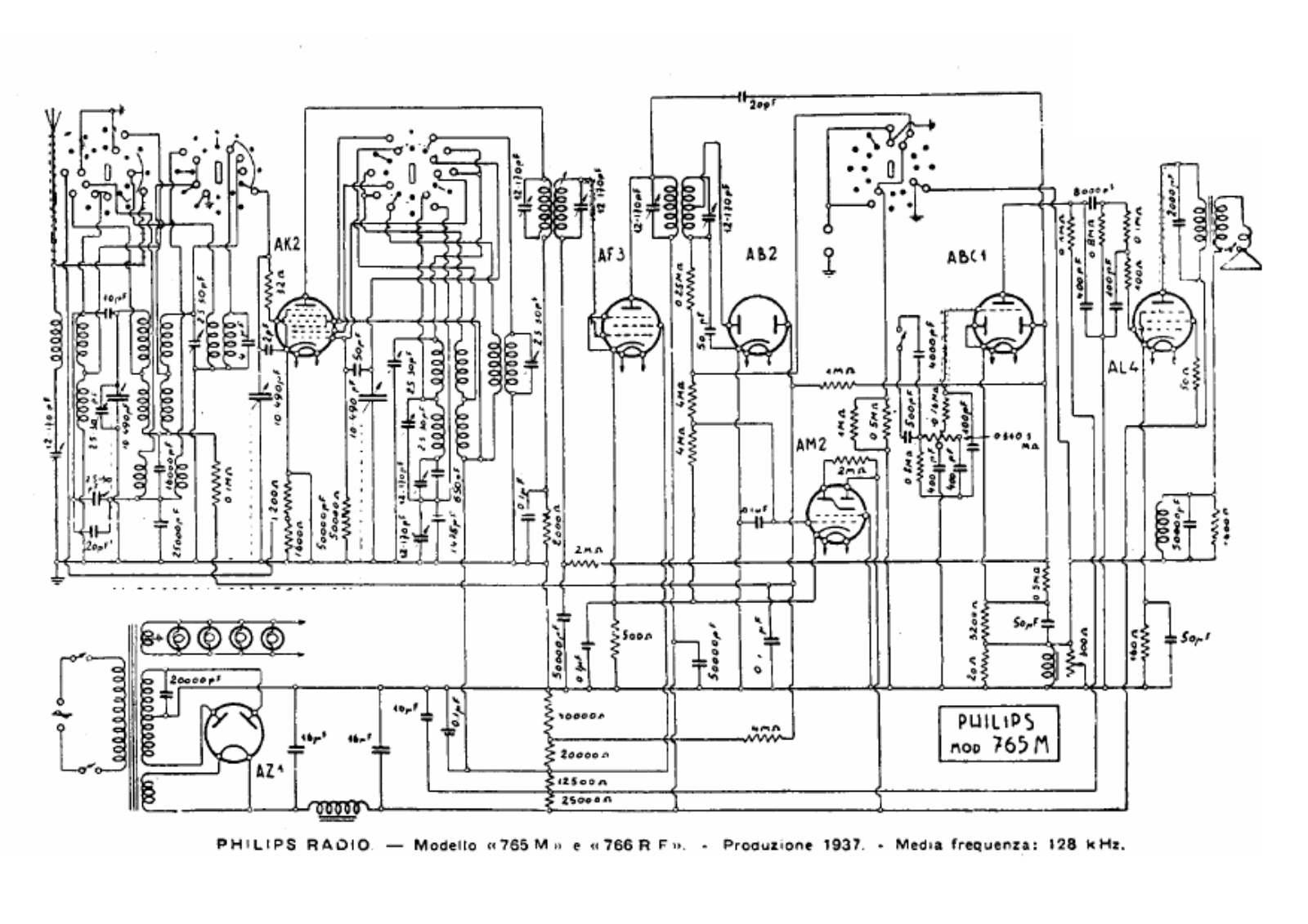 Philips 765m, 766rf schematic