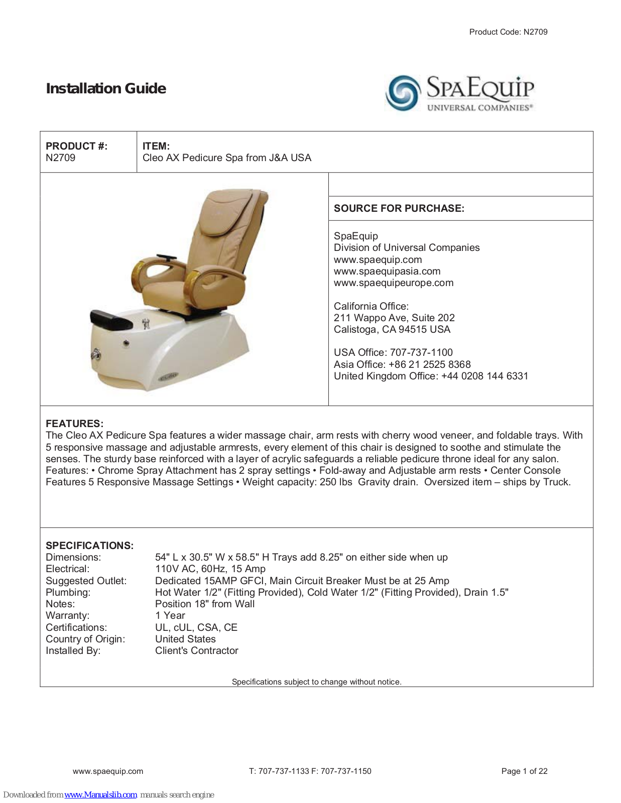 j&a Cleo AX Installation Manual - ManualMachine.com