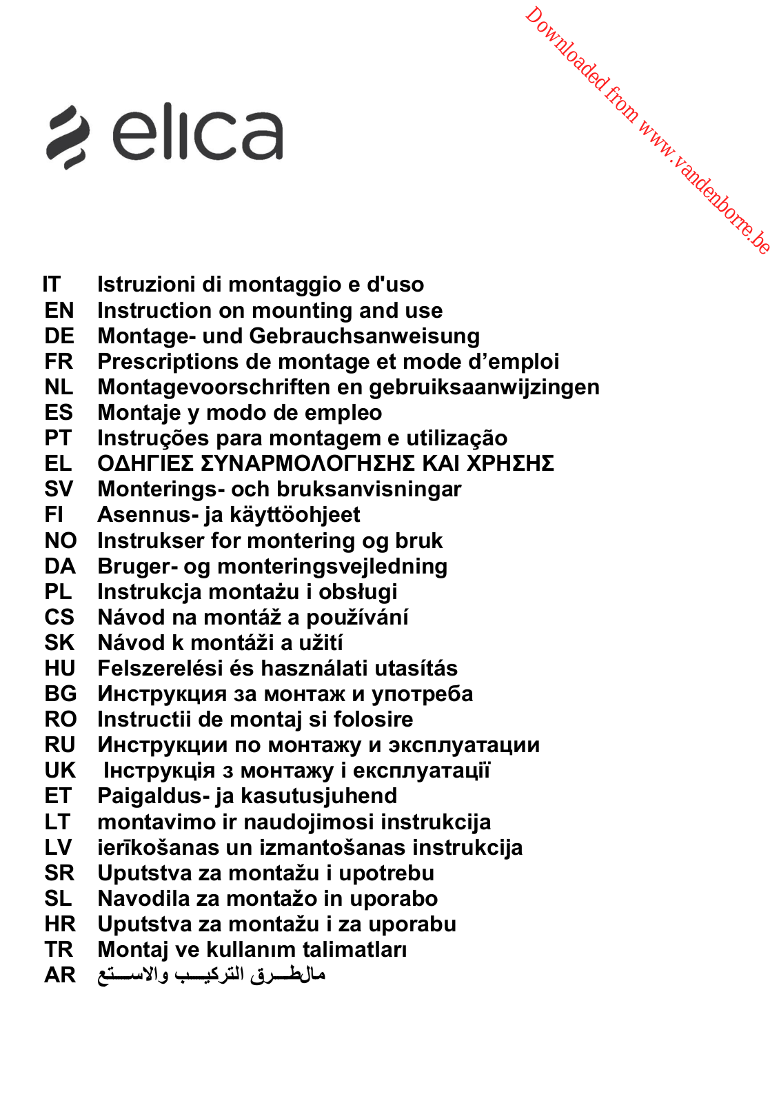 ELICA CHROME 58 User Manual