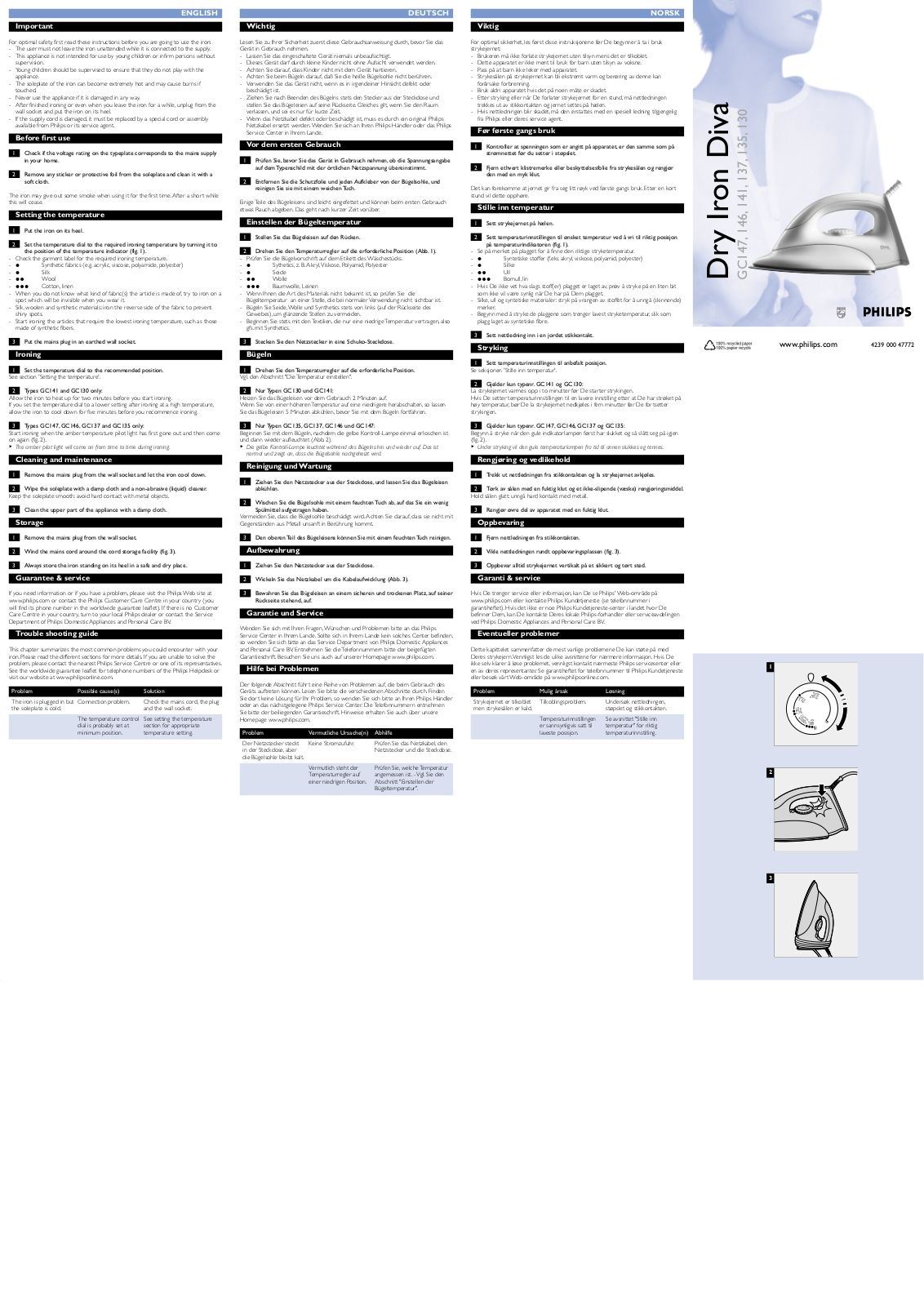 Philips GC146, GC147, GC135, GC137 User Manual