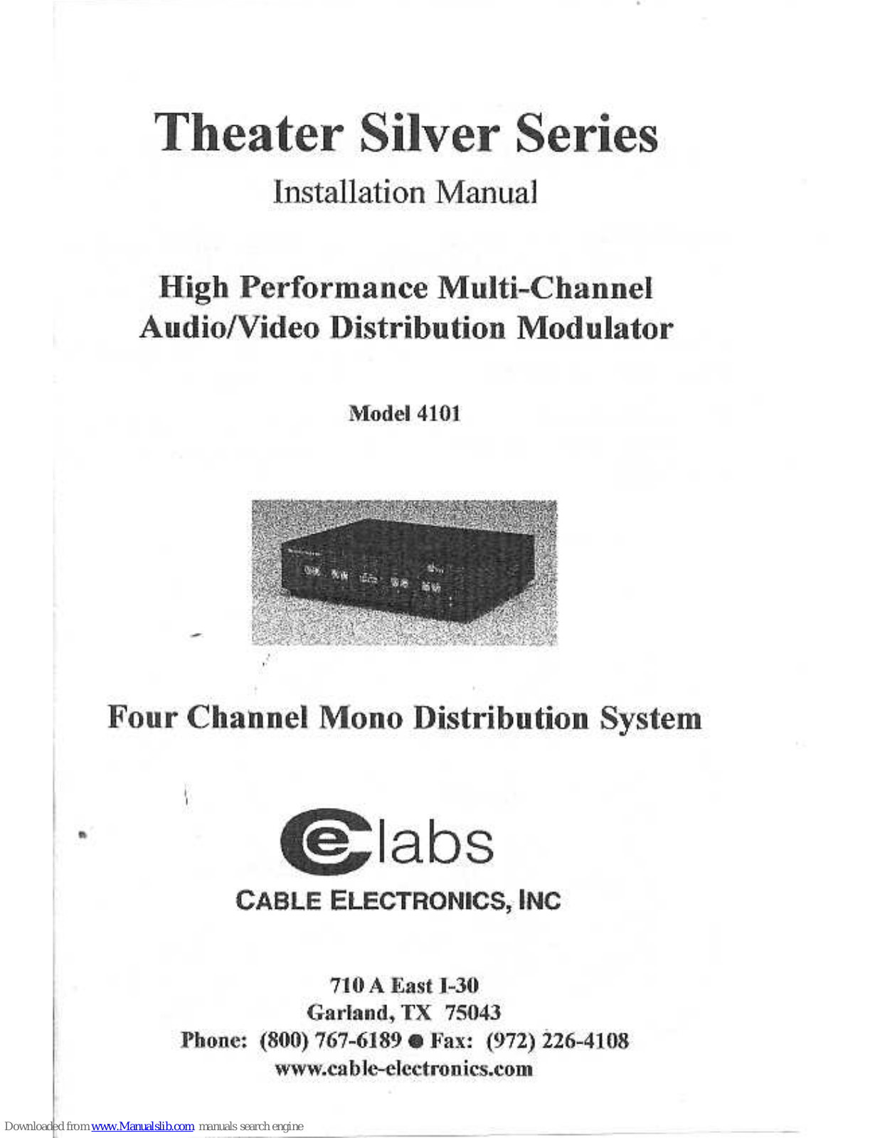 Cable Electronics 4101 Installation Manual