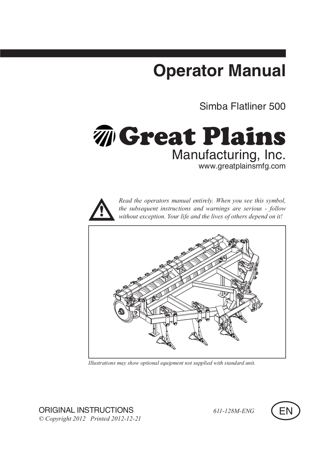 Great Plains Simba Flatliner 500 Operator Manual