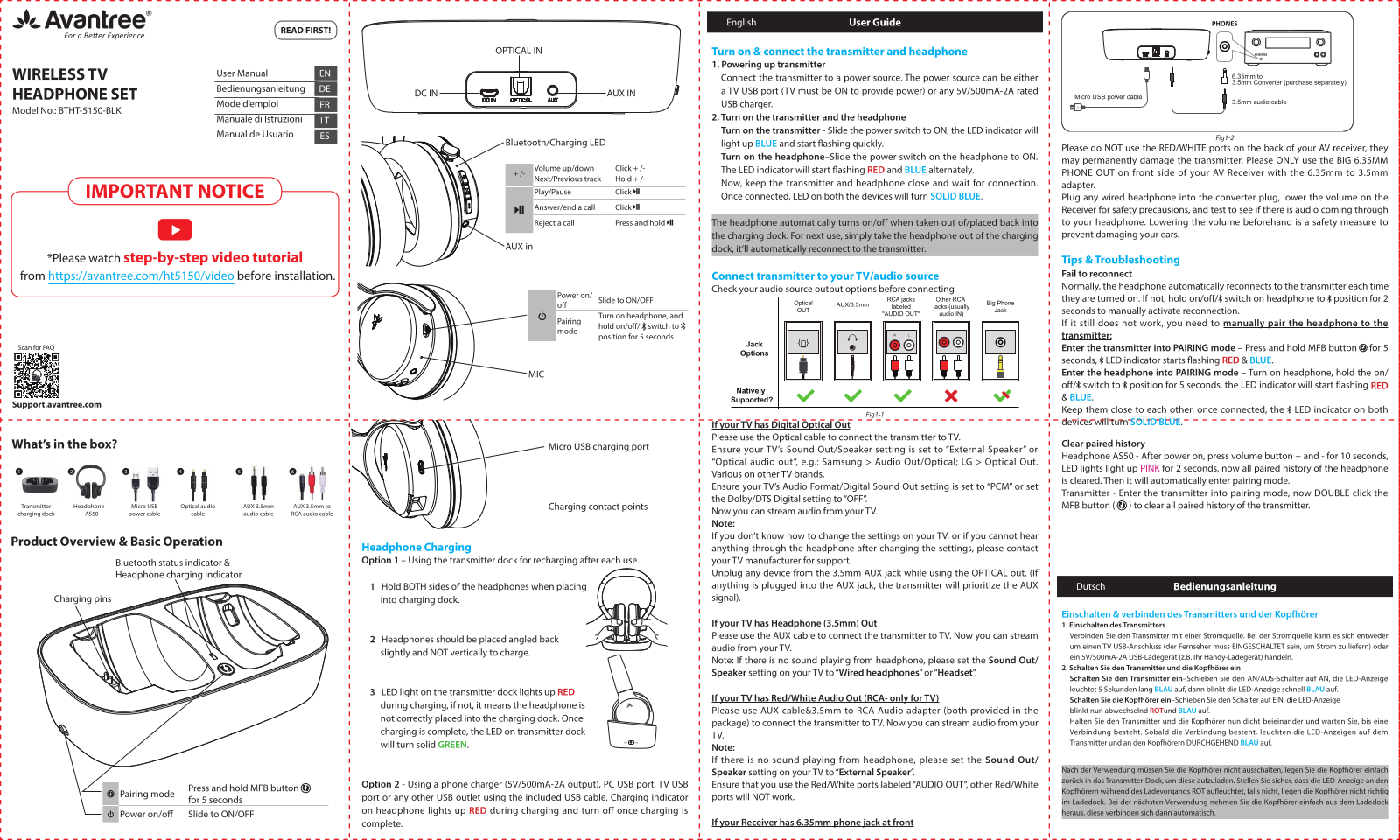 Avantree BTHT-5150-BLK Users guide