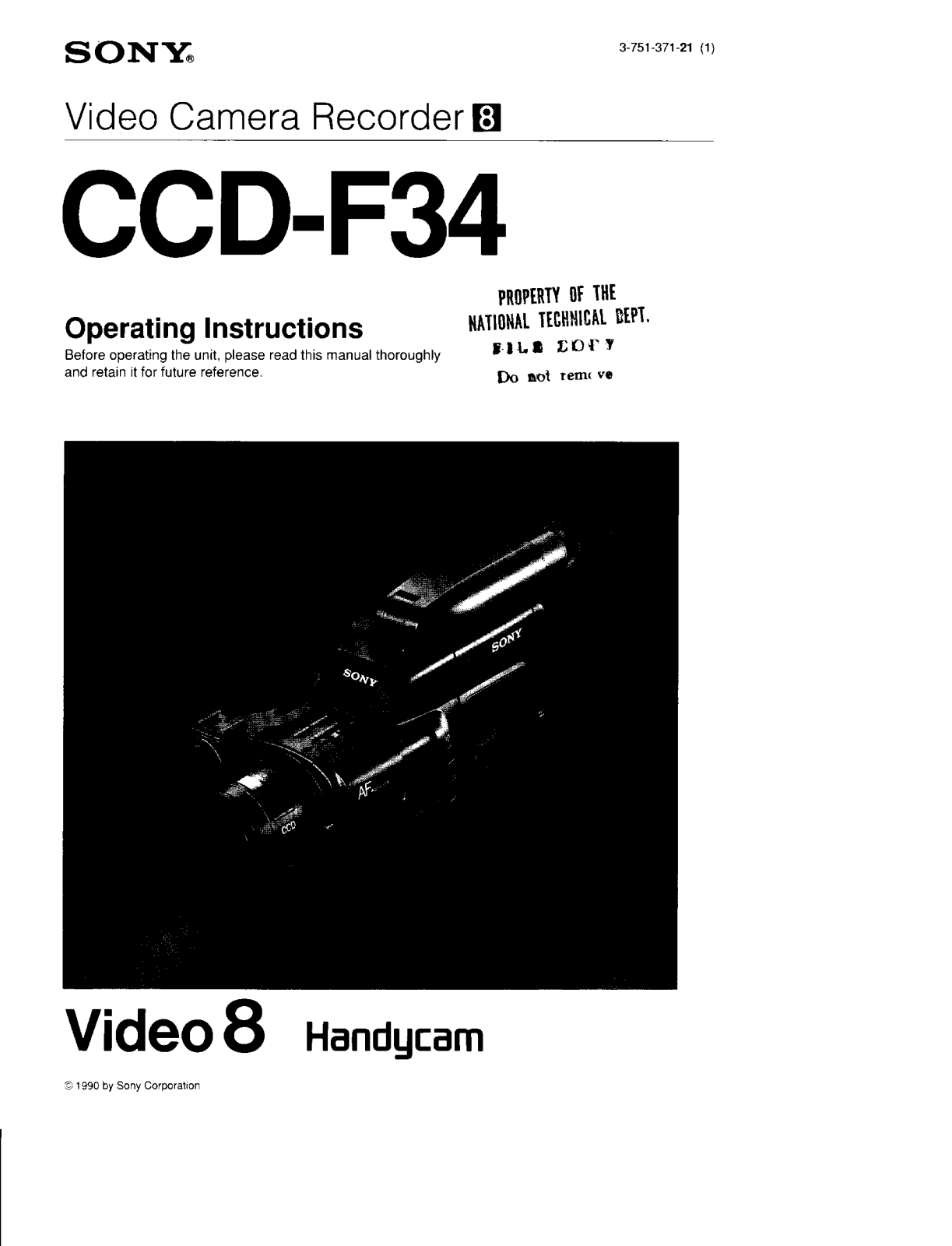 Sony CCD-F34 Operating Instruction