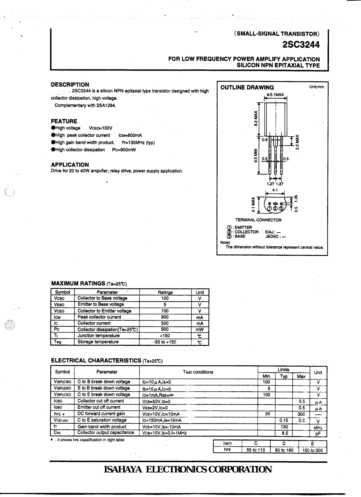 Datasheet 2SC3244 Specification - ManualMachine.com