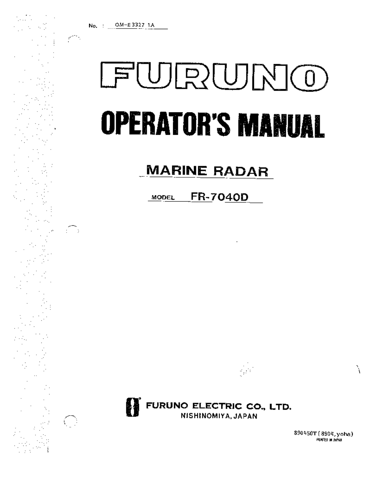 Furuno FR 7040D User Manual