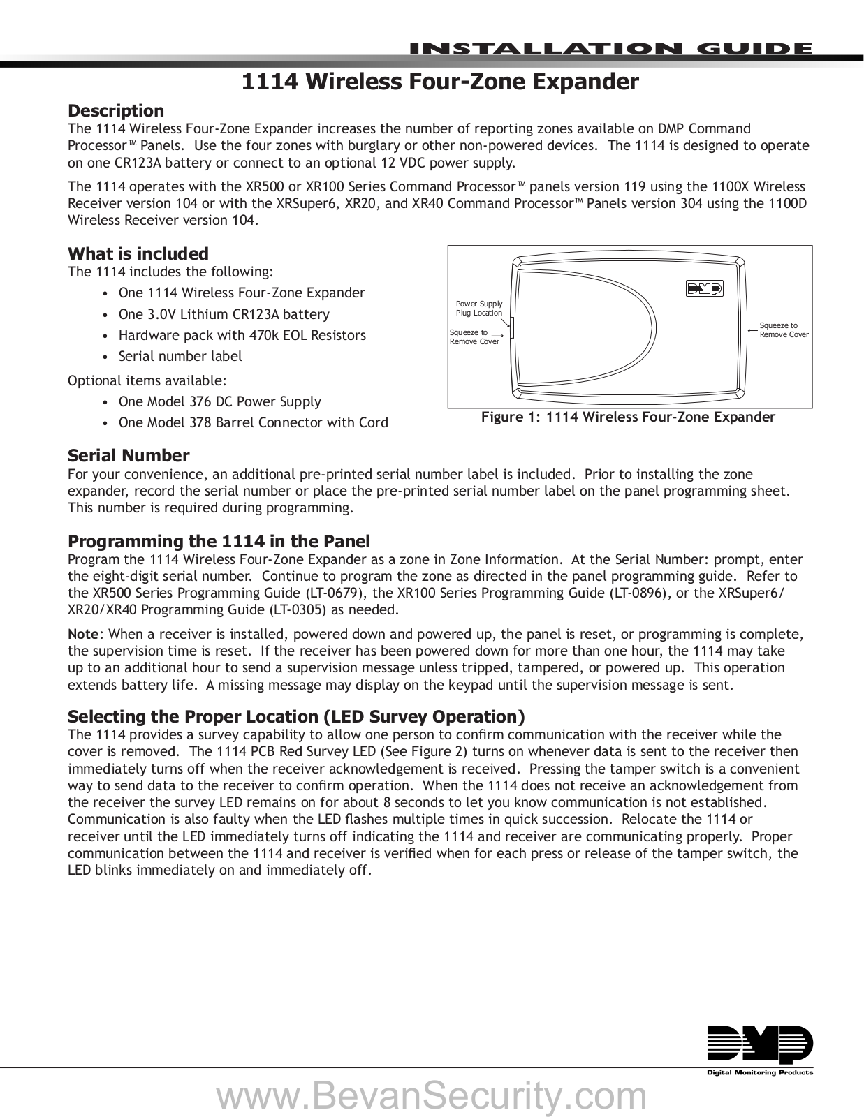 DMP Electronics 1114 Installation Manual