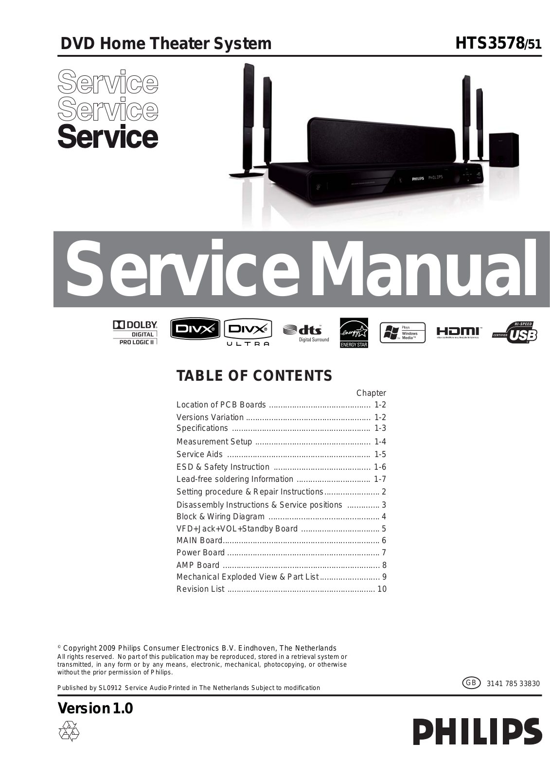 Philips HTS-3578 Service Manual