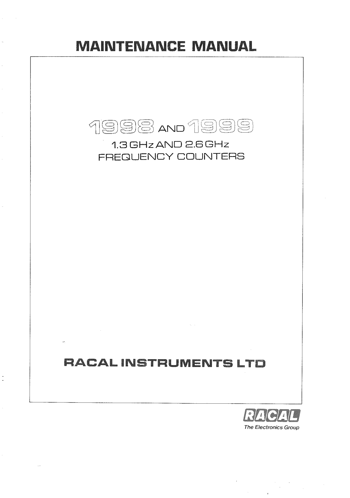 Racal Dana 1998, 1999 User Manual