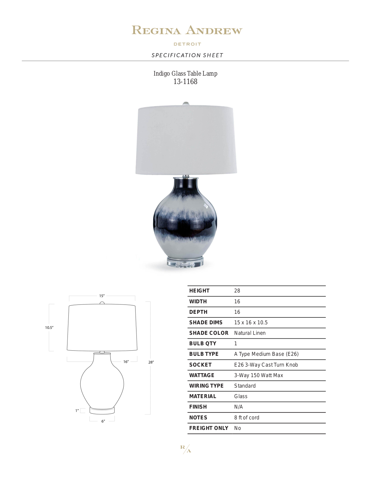Regina Andrew FUY1972 Specifications