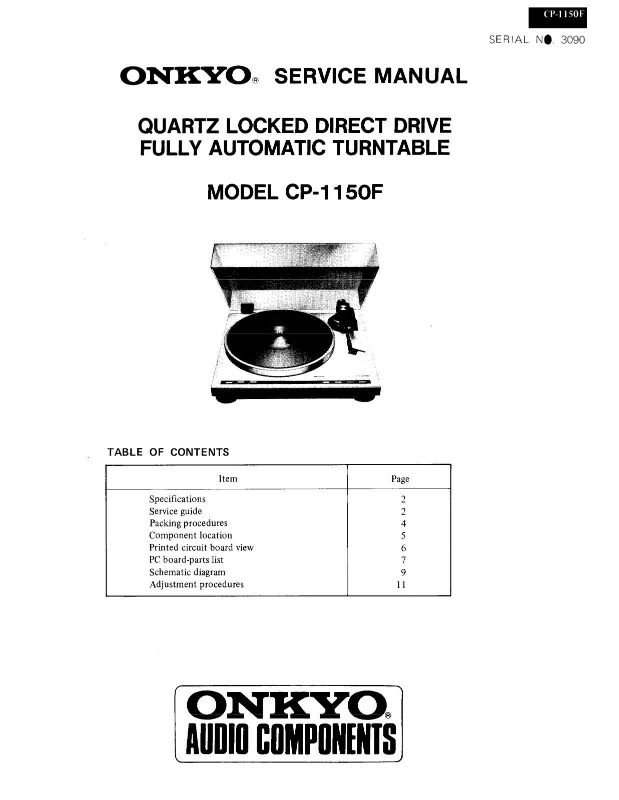 Onkyo CP-1150-F Service Manual