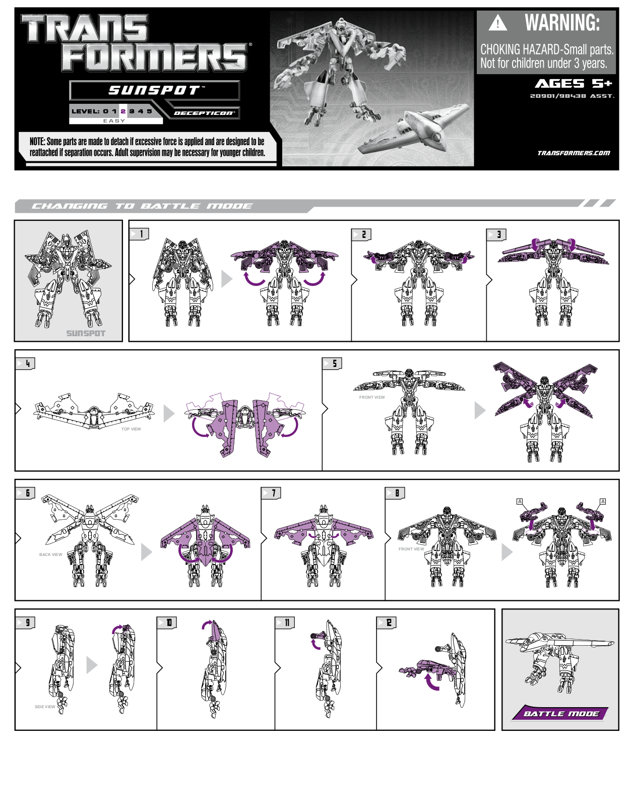 Hasbro TRANSFORMERS SUNSPOT User Manual