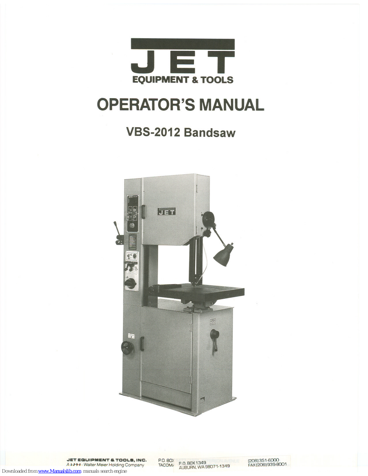 Jet VBS-2012 Operator's Manual - ManualMachine.com