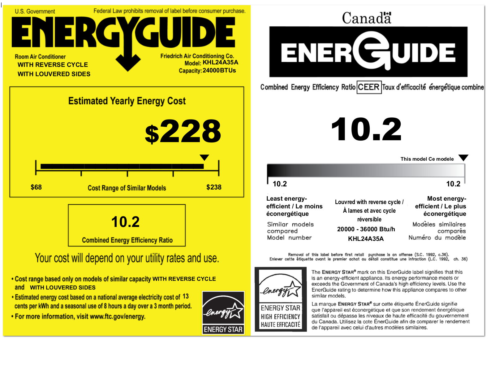 Friedrich KHL24A35A Energy manual