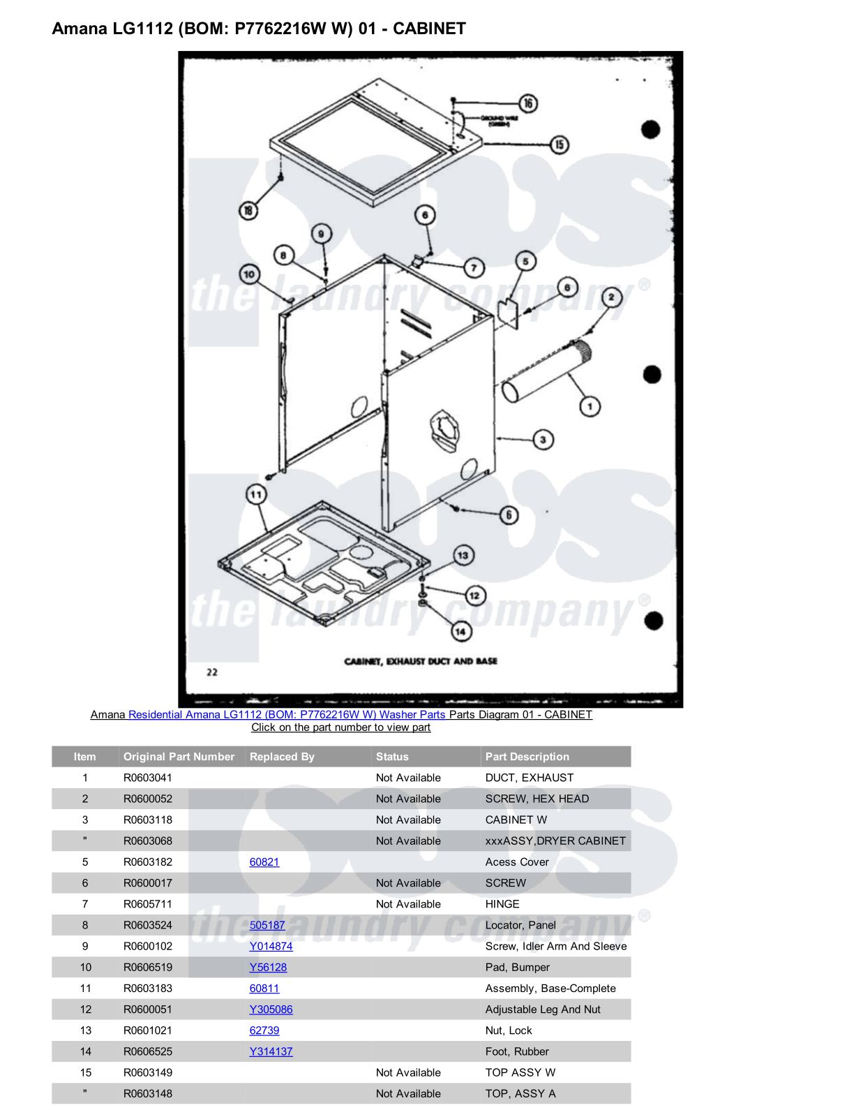 Amana LG1112 Parts Diagram