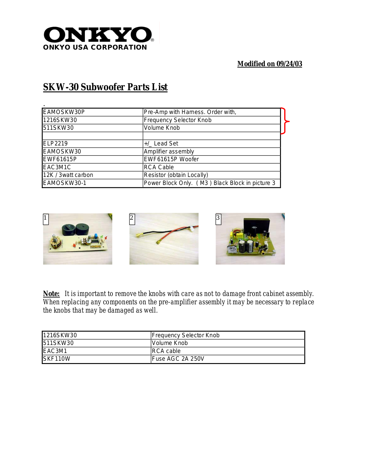 Onkyo SKW-30 Schematic