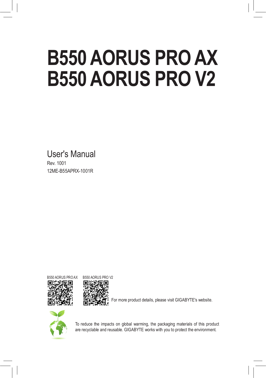 GIGABYTE B550 AORUS PRO AX Users guide