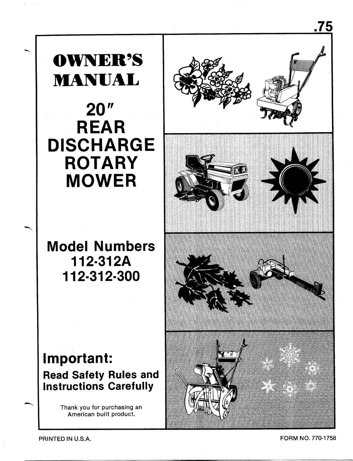 Mtd 112-312A, 112-312-300 owners Manual