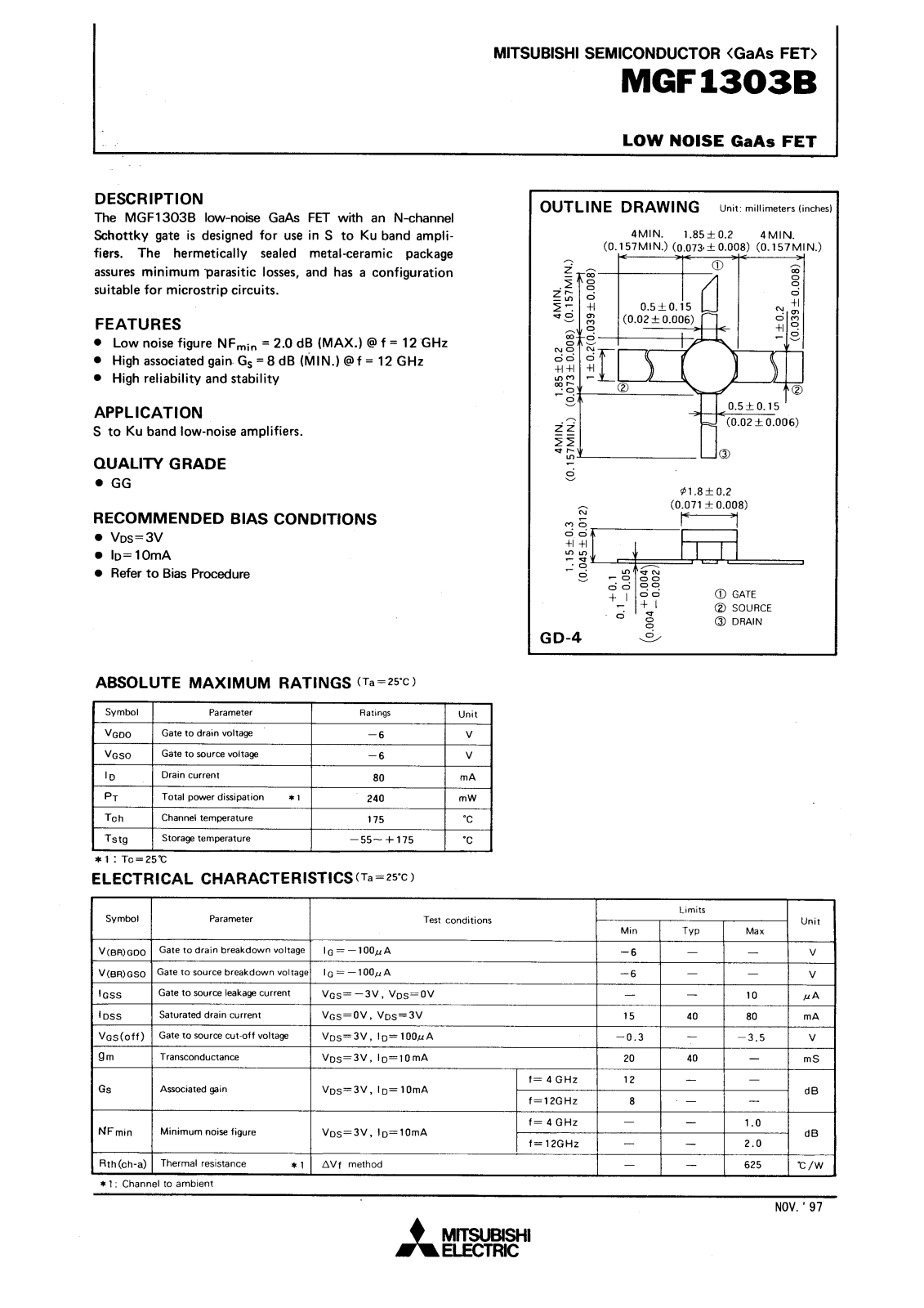 Mitsubishi MGF1303B Datasheet