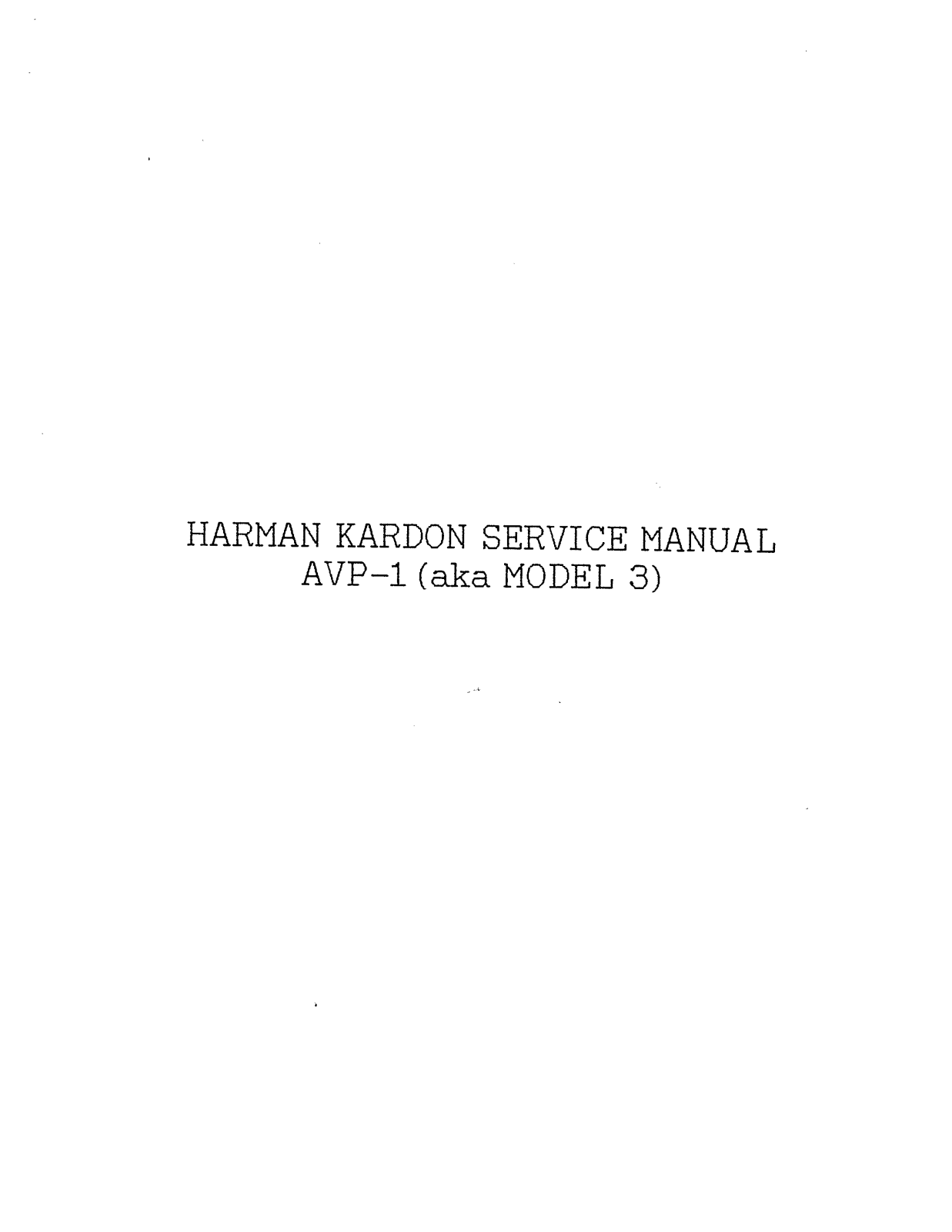 Harman kardon AVP1 Service Manual