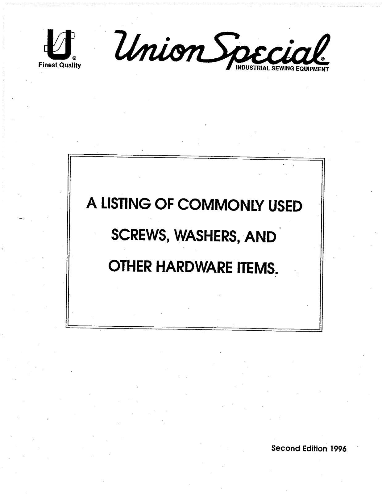 Union Special SCREW BOOK Parts List