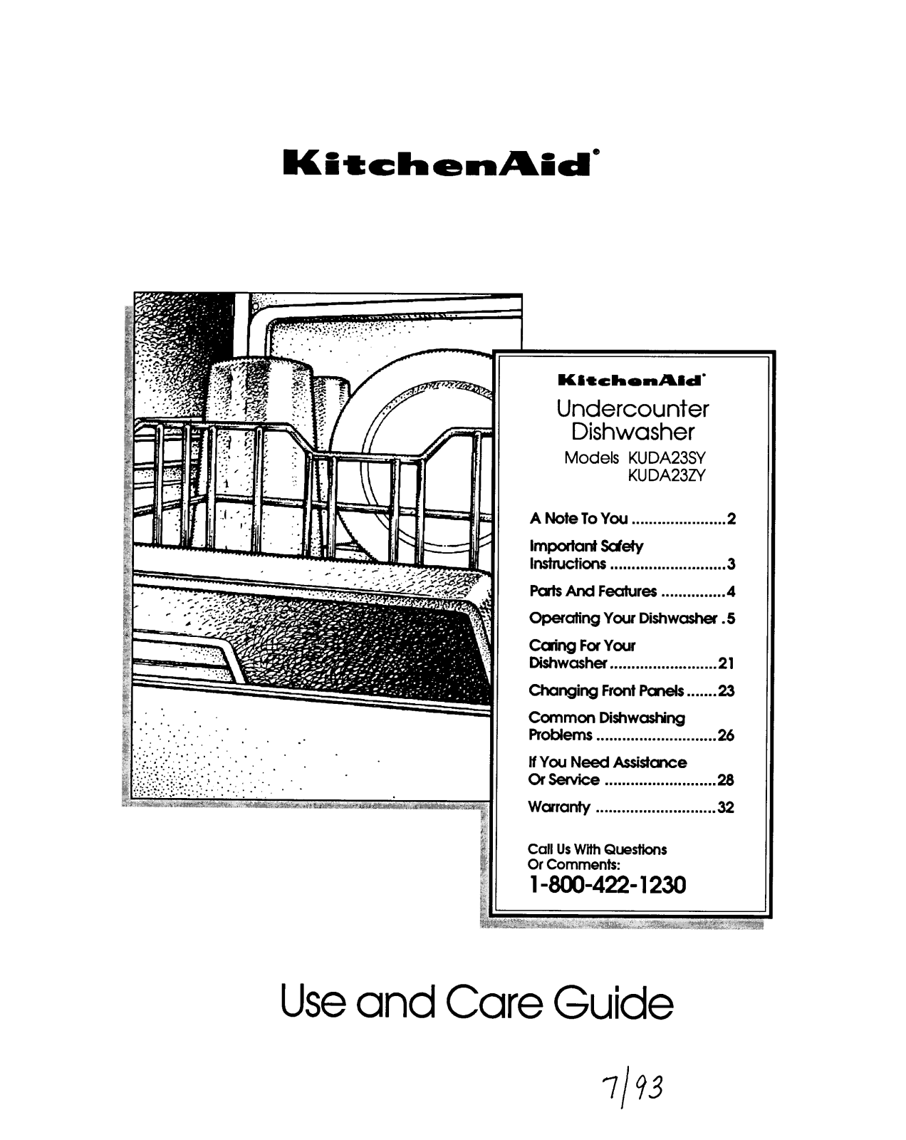 KitchenAid KUDA23SY, KUDA23ZY Owner's Manual