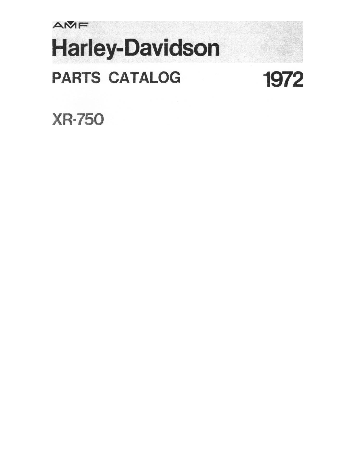 Harley Davidson XR750 1972 Service Manual